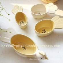 Ceramic Hand-Painted Set of 4 Measuring Cups- Birds Shape